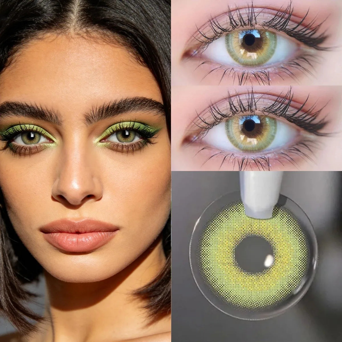 Eyes Color Contacts Colored Contact Lenses Lens Small Pupil Beauty 3 Tones Green 14.2mm 2Pcs 6 Months Half Year Use