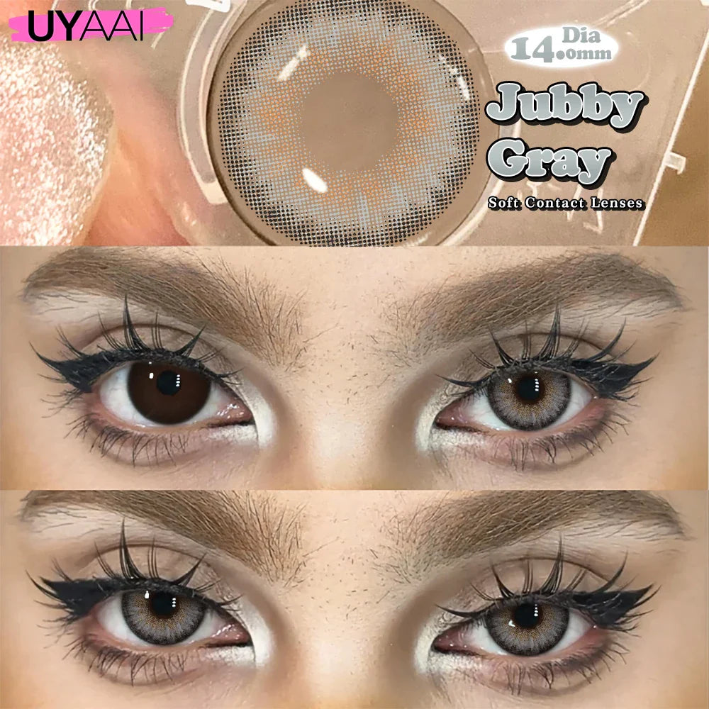 Natural Halo Shimmer Contact Lenses - Gray Brown Green Blue, Brighten Eye Look for Dating, Gathering & Daily Makeup