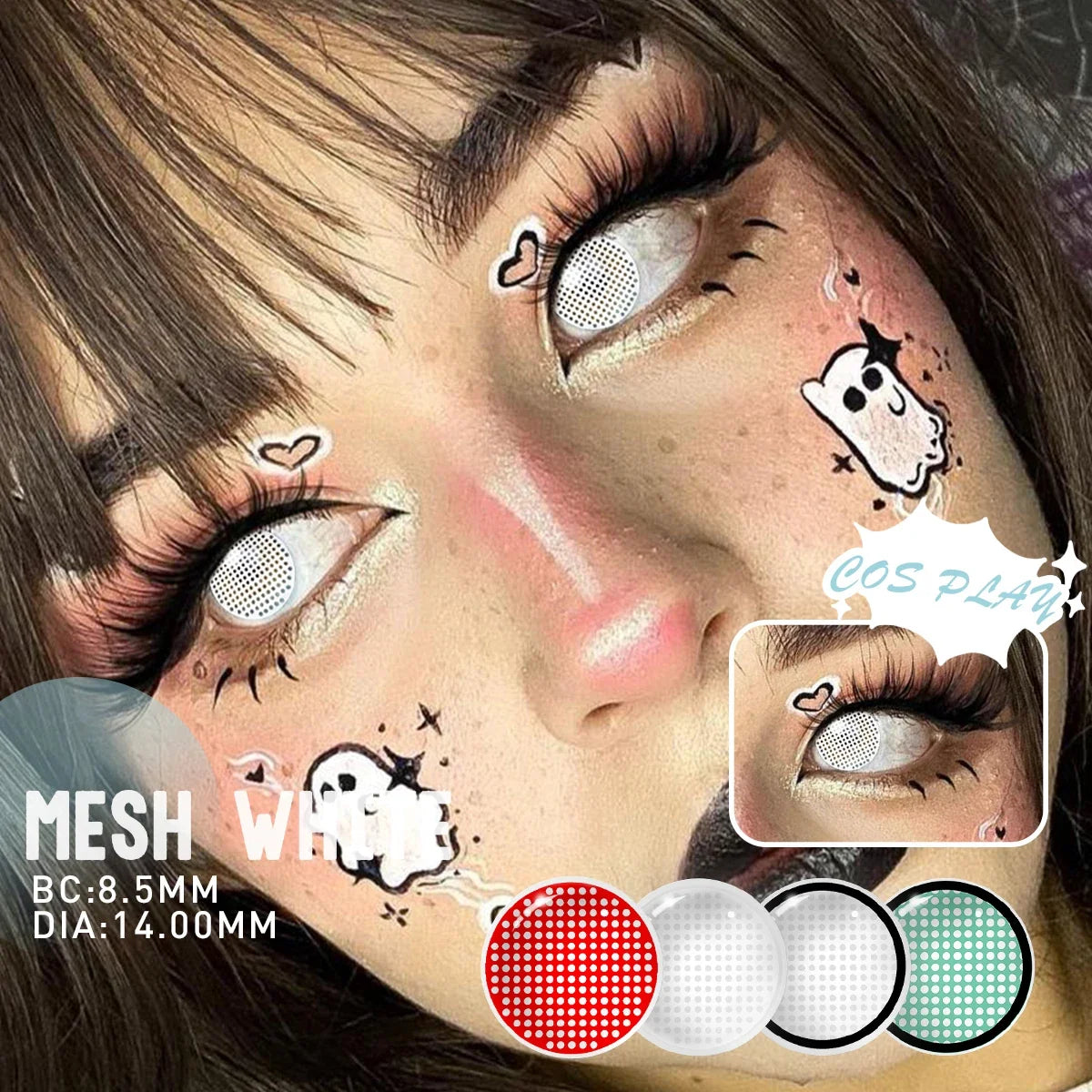 6 Months Use Colored Contact Lenses Mesh White Small Pupil Eyes Makeup Lens Crazy Contacts Accessories