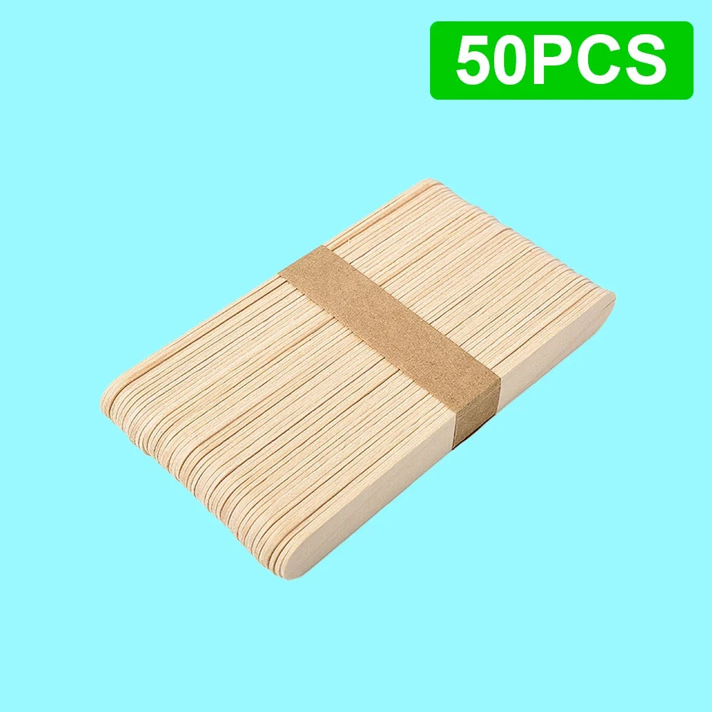 50/100/200pcs Wooden Ice Cream Sticks, Wax Stirring Sticks, DIY Craft Supplies, Wooden Sticks for Classroom Art, Mixing Sticks