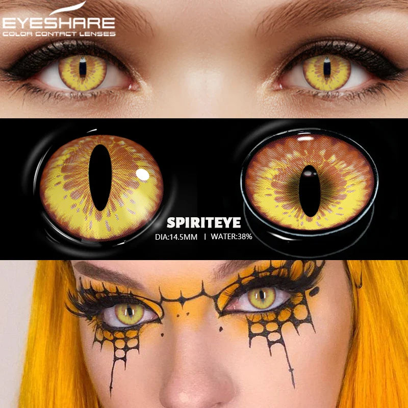 1 Pair yellow cosplay color contact lenses for eyes crazy Halloween cat Eye makeup Role playing Eye cosmetics red lens