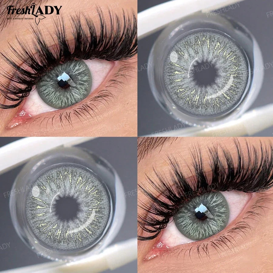 1 Pair Colored Contact Lenses Natural Brown Pupils Eyes Contact lenses Gray Soft Contacts 14.20mm