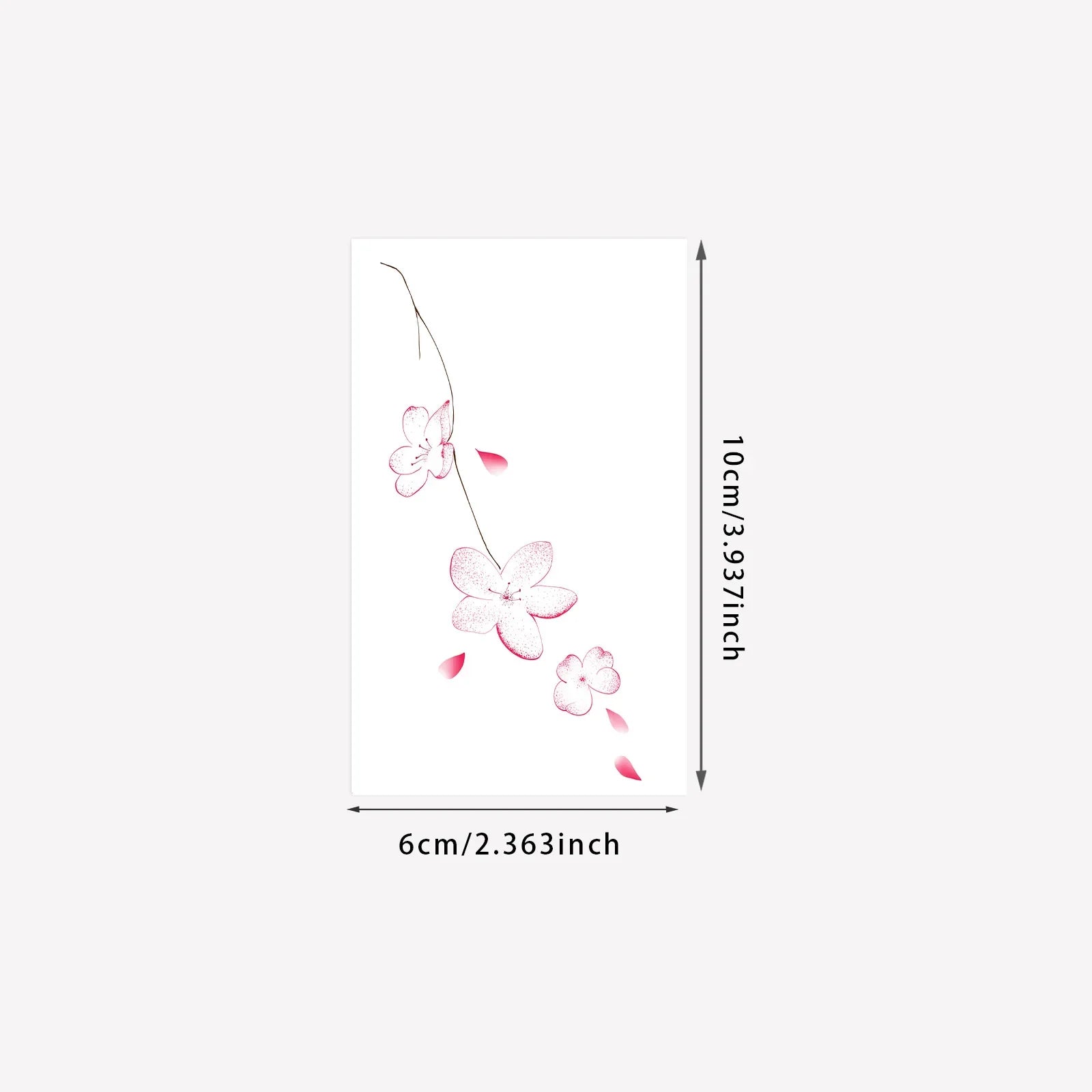 Watercolor Cherry Blossom Petal Tattoo Sticker Gradient Effect Waterproof Sweatproof Non-reflective Temporary Tattoo