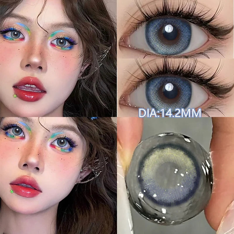1 Pair Hot Selling Color Contact Lenses With Prescription Myopia Lenses Green Lens for Women Makeup Yearly Fast Shipping