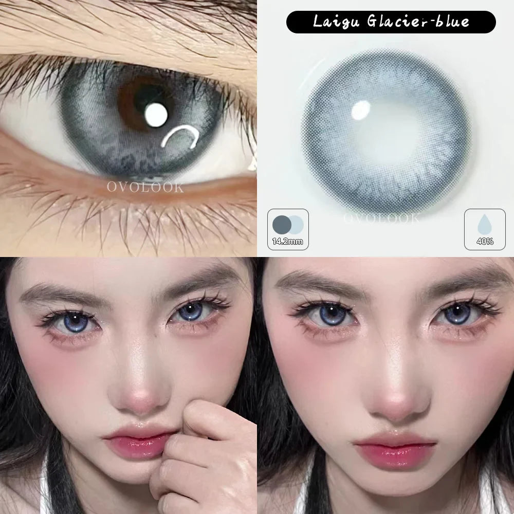 (2pcs)1Pair Myopia Color Contact Lenses for Eyes Fashion Prescription Lenses Beauty Pupils Blue Green Brown Grey Lenses