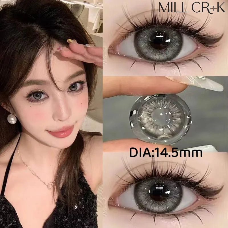 1 Pair Myopia Korean Lenses Natural Black Grey Contact Lenses Fashion Beauty Blue Pupils Cosmetics Hot Sellers Yearly
