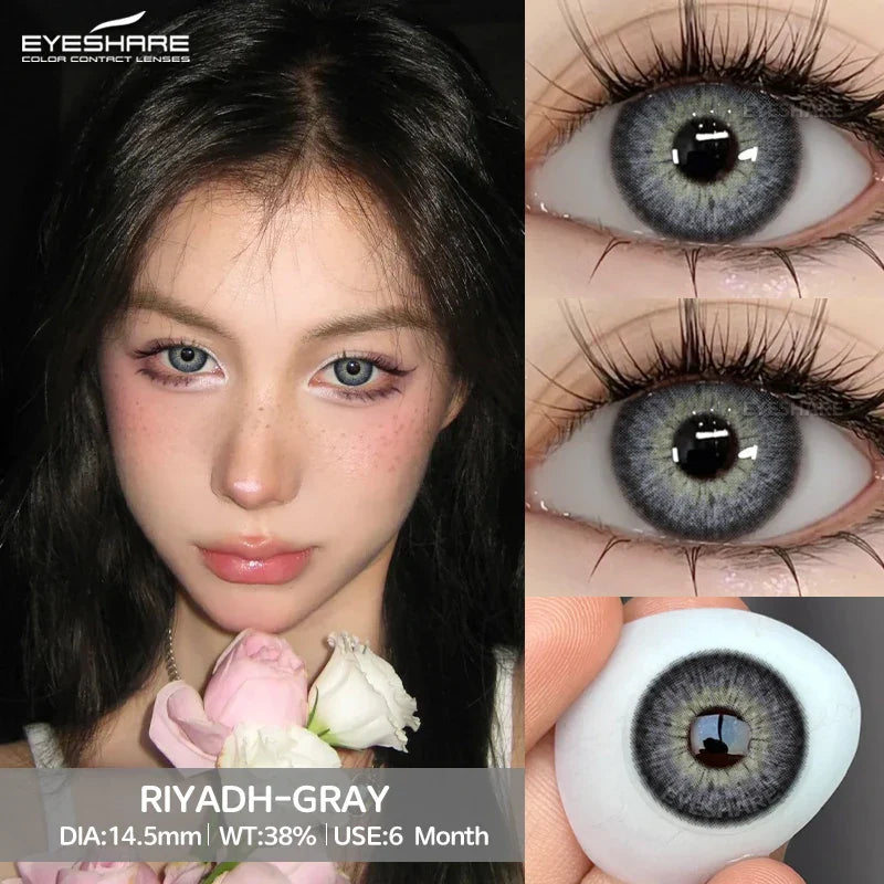 1 pair Brown Natural Color Contact Lenses for Eyes RIYADH Series Softlenses Korean Eye Makeup Fashion Blue Color Lenses
