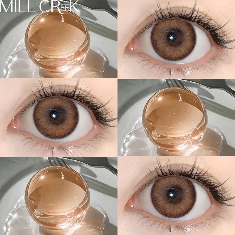 Hot Sale 1 Pair Colored Contact Lenses Natural with Prescription Green Lens Soft Brown Beauty Pupils Makeup Contacts
