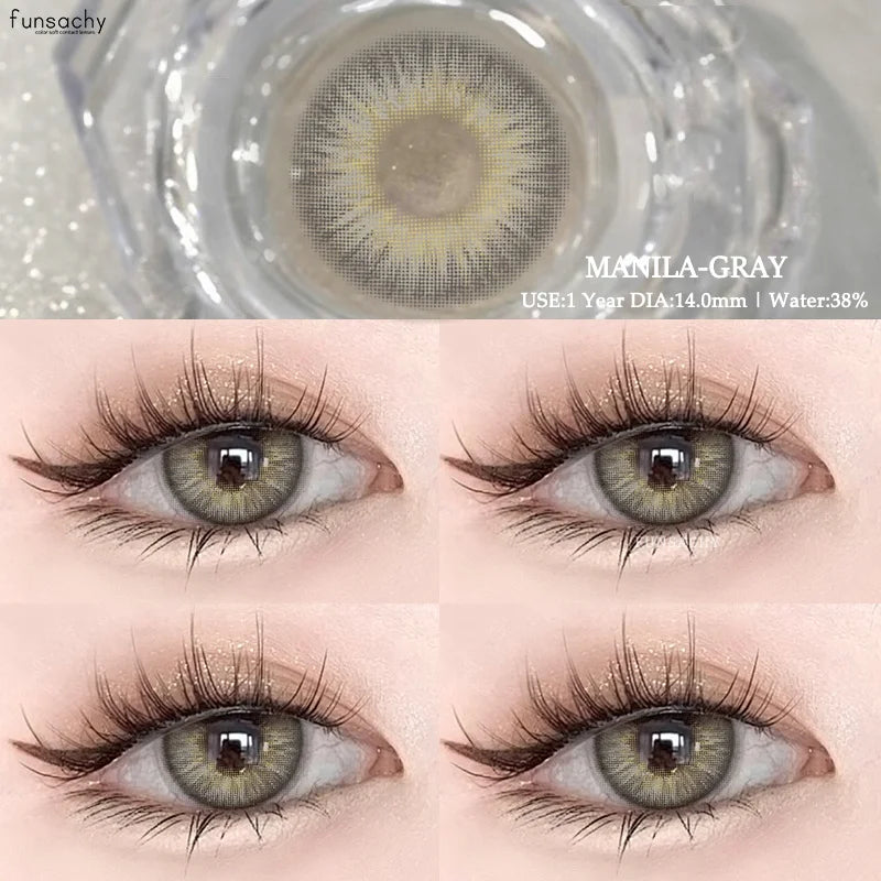 1Pair Natural Brown Contact Lenses for Eyes Colored Lenses Gray Pupils Big Eye Lenses Fashion Beauty Contacts Yearly