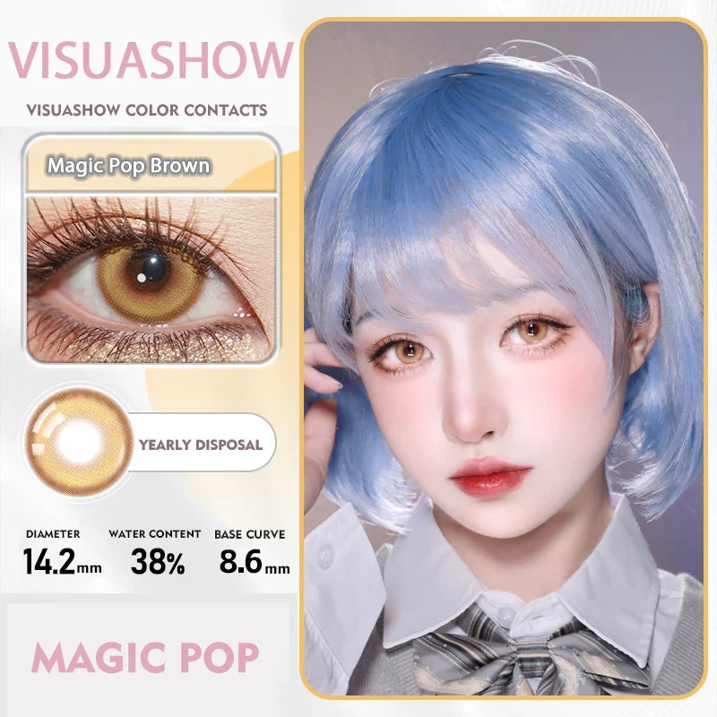 14.20 Blue Small Pupil Cosplay Colored Contact Lenses, 1 Pair Yearly Wear Eye Lenses for Halloween Themed Cosplay