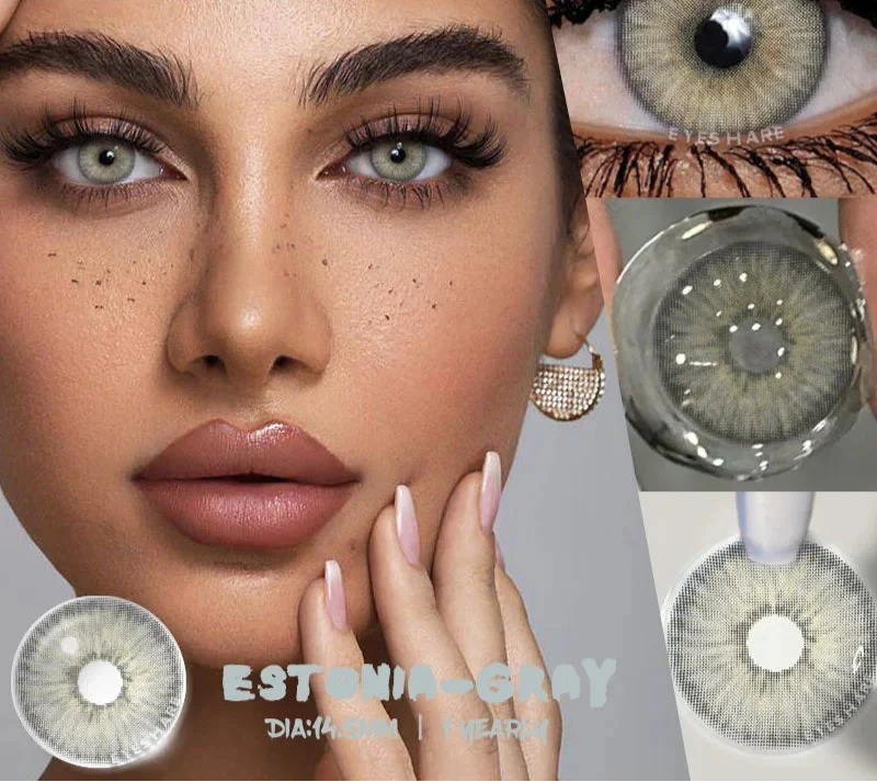 1 Pair Natural Colored Contact Lenses with Prescription Myopia Lenses Green Contacts Fashion Brown Lenses Gray Pupils