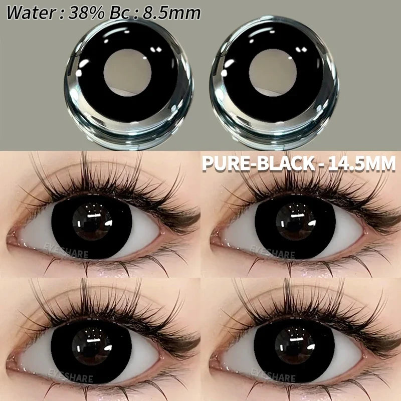 2pcs Cosplay Colored Contact Lenses Crazy White Contact Lenses Anime Black Eye Lenses Halloween Beauty Makeup Lens