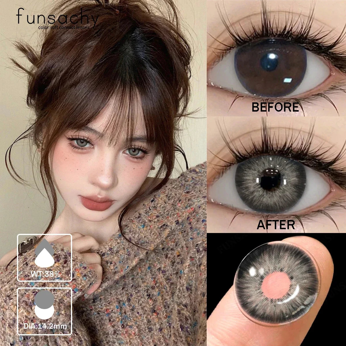 1 pair Colorcon Contact Lenses for Eyes Black Lenses Beautiful Cosmetic Pupil Blue Lenses Big Eyes Contacts Lens Yearly