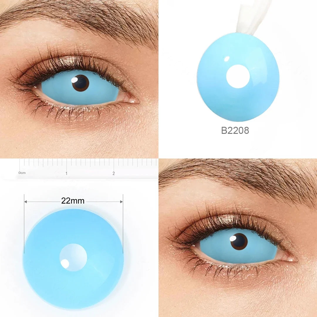 22mm Sclera Lens 2 Pieces Halloween Contact Lenses Cosplay Lens White Lenses Red Mesh Full Eye Crazy Lenses Accessories