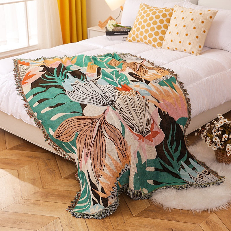 Women Leopard Throw Blanket Multifunction Beach Sofa Covers Tassel Dust Cover Air Conditioning Blankets For Bed