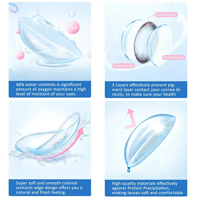 Colored Contact Lenses for Cosplay 2pcs Eyes Makeup Yearly Anime Fashion Purple Lenses Red Contact Lenses Pink Contacts