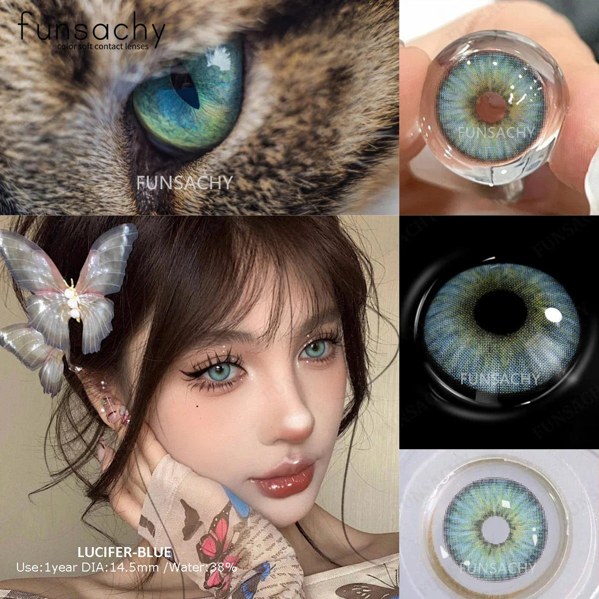 1 Pair Big Eyes Colored Contact Lenses Natural Brown Eyes Lens Gray Pupils Eyes Makeup Korean Style Contact Yearly Use