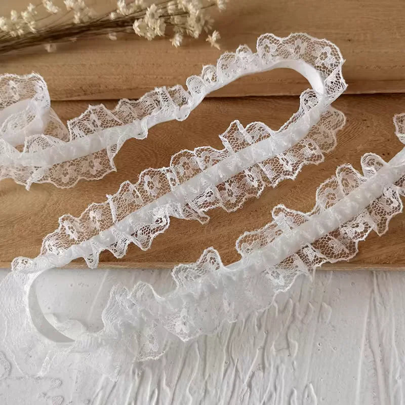 White Lace Lace Ribbons Accessories Lace Trim Handmade DIY Extended Clothes Pleated Sewing Decorative Fabric Skirt Hem Fabric