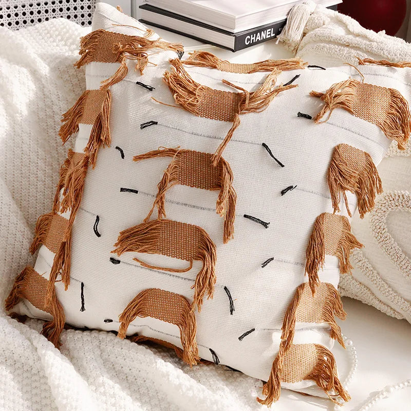 Tassel Pillow Warm Colored Cushions 45x45 Pillow with Tassels Sofa Pillowcases Bed Decoration Cushion