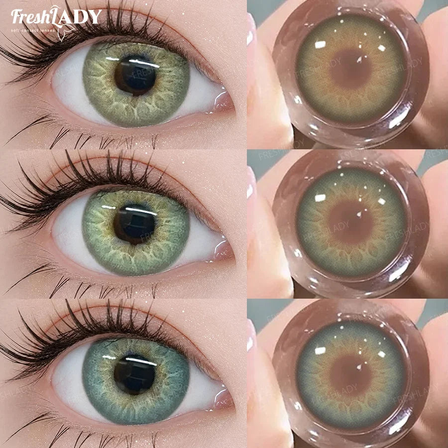 1 Pair Colored Contact Lenses Natural Brown Lenses Green Eyes Contact Makeup Beauty 14.50mm Yearly