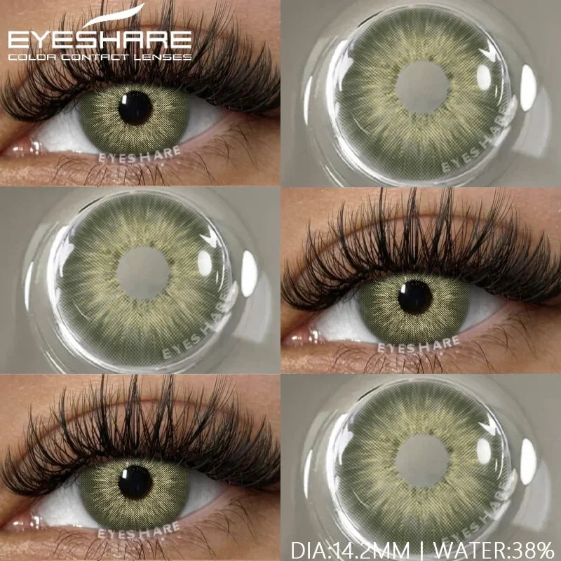 1 Pair Natural Colored Contact Lenses with Prescription Myopia Lenses Green Contacts Fashion Brown Lenses Gray Pupils