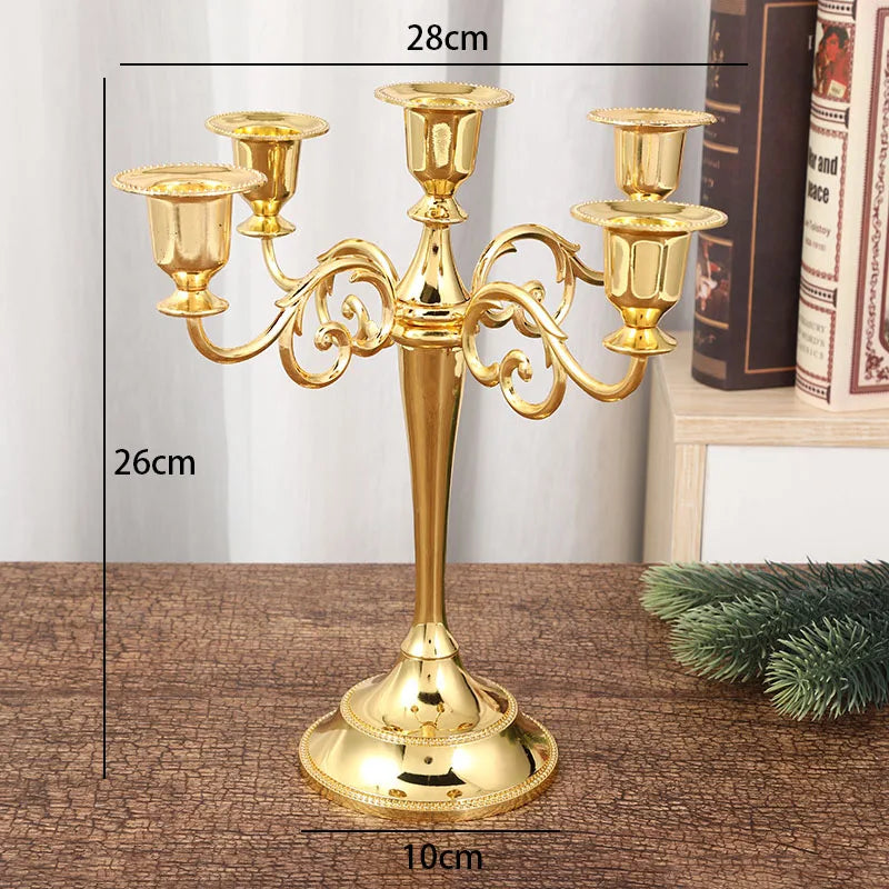 European Luxury Gold Candle Holder, Romantic Atmosphere Candelabra for Home Living Room Candlelight Dinner Decoration