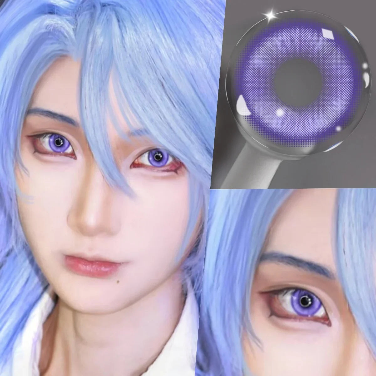 14.20 Blue Small Pupil Cosplay Colored Contact Lenses, 1 Pair Yearly Wear Eye Lenses for Halloween Themed Cosplay