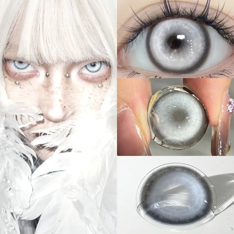 2pcs Blue Colored Contact Lenses with Myopia Pink Soft Korean Fashion Makeup Beauty Contacts Lenses New Fast Shipping
