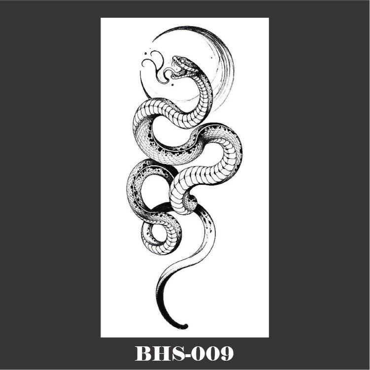 Black Snake Temporary Tattoo Stickers for Women Men Body Waist Waterproof Fake Tattoo Dark Wine Big Size Snake Tattoo New