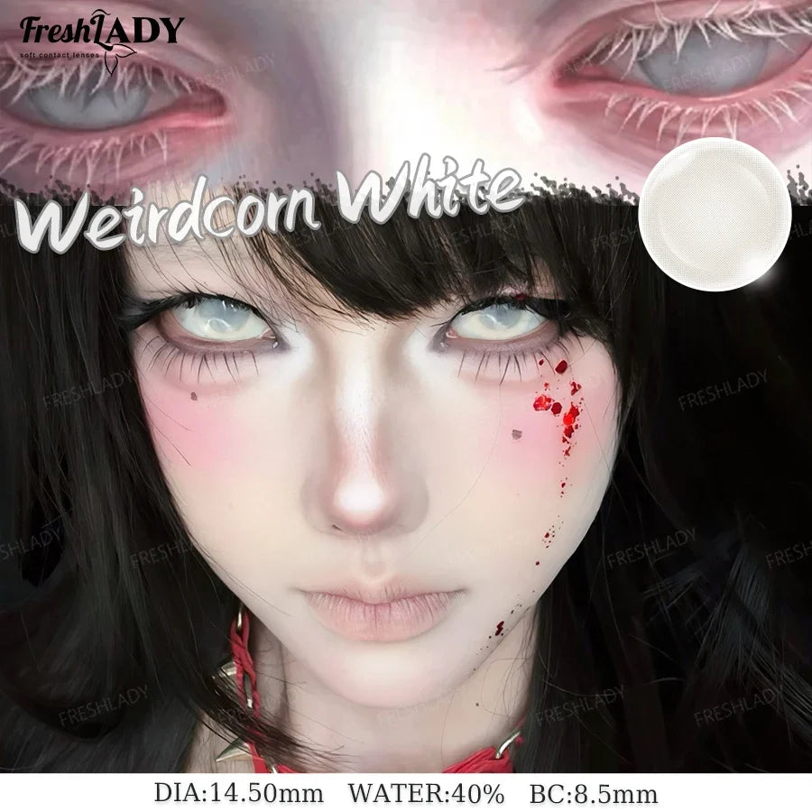 1 Pair Cosplay Color Contact Lenses Crazy White Anime Contact Lenses For Halloween Role Play Party Cosmetic Holidays