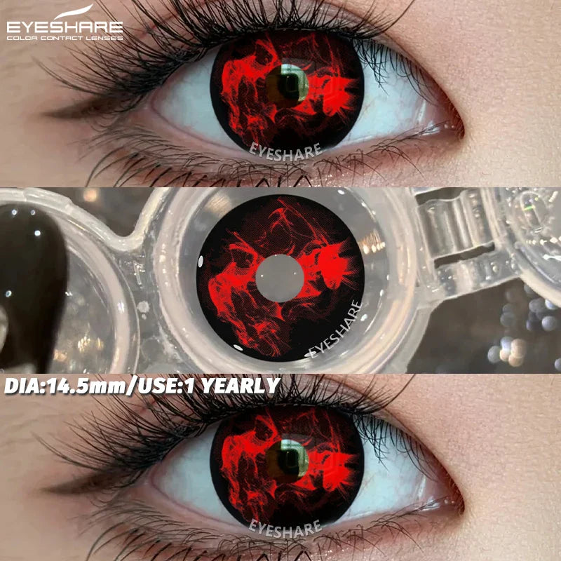 Halloween cosplay color contact lenses for eyes black/red/white Anime Accessories colorful fashion lenses