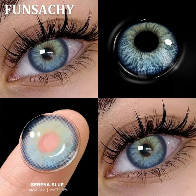 1 Pair Colored Contact Lenses with Case Lenses Beauty Pupils Green Contacts Circle Lens Natural Korean Softlens Yearly