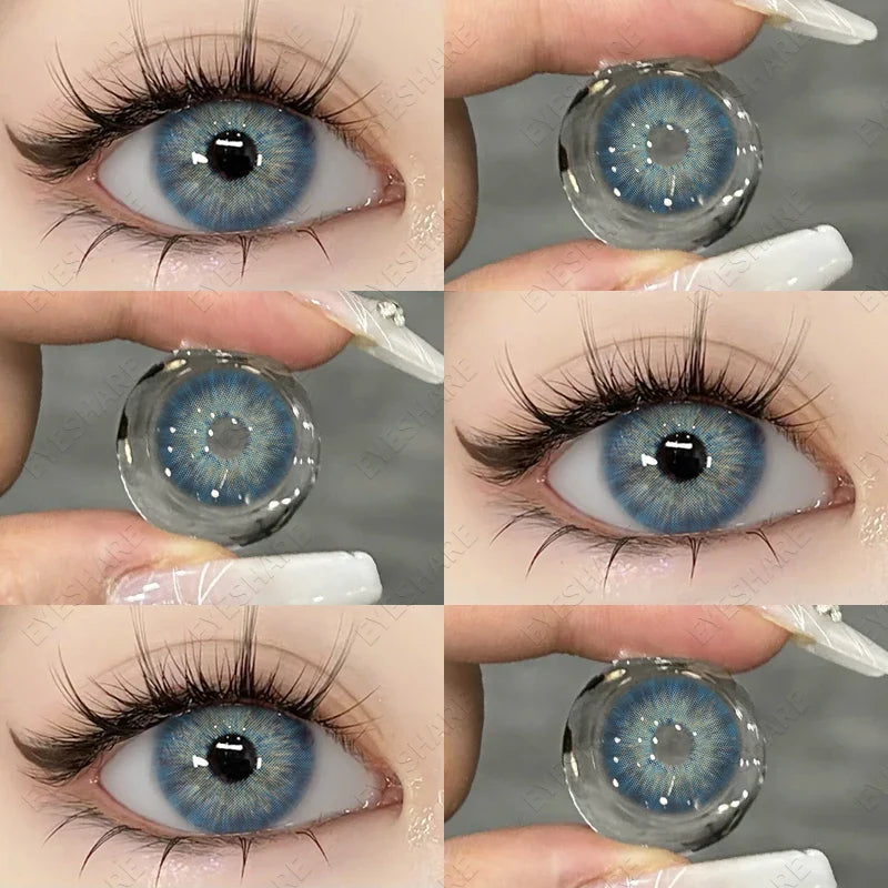 1Pair Natural Colored Contact Lenses with Prescription Myopia Lenses with Degree Gray Pupils Lens Brown Lenses Yearly