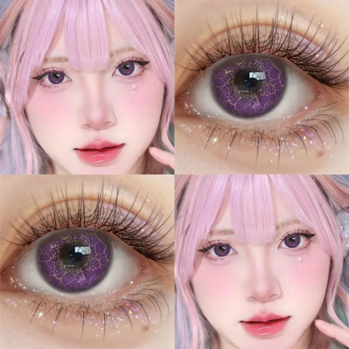 2 Pairs 6 Months Disposable Colored Contact Lenses Green Anime Cosplay Soft Contacts Lenses for Daily Party Eye Beauty