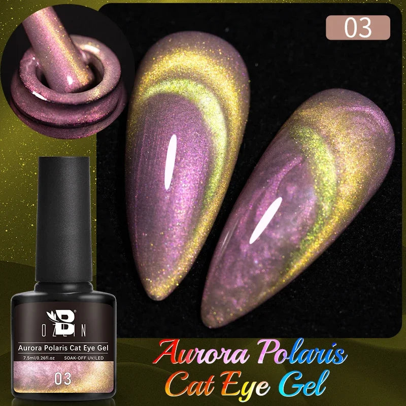 7.5ml Golden Gradient Cat Eye Nail Polish Gel Phototherapeutic Gel Soak Off Nail Magnetic Gel Polish Nail Art DlY