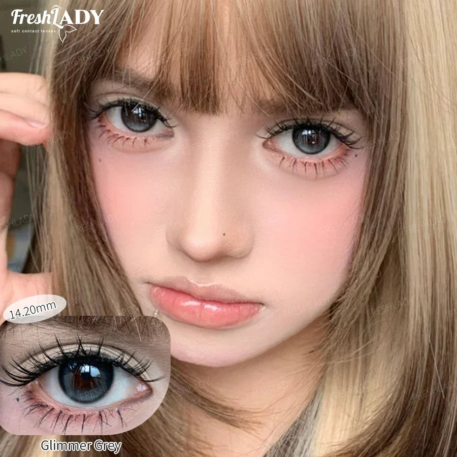 1 Pair Brown Colored Contact Lenses Natural Gray Pupils Eyes Contact lenses Big Eyes Soft Contacts 14.20mm