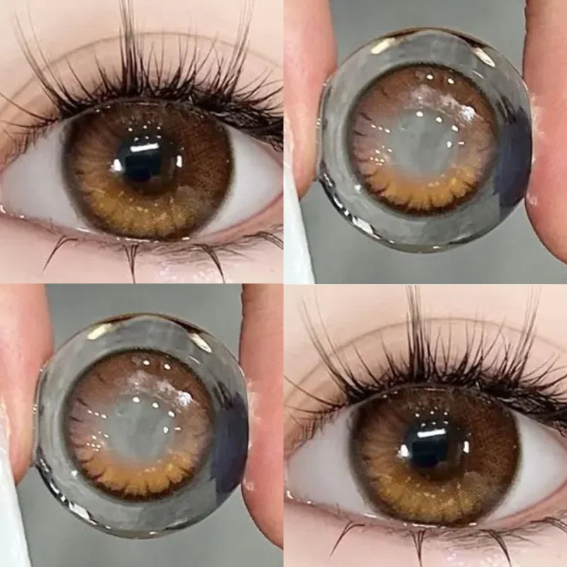 Brown Contact Lenses with Prescription 2pcs Colorful Korean Fashion Lenses Yearly Makeup Contact Lens Beauty Pupils