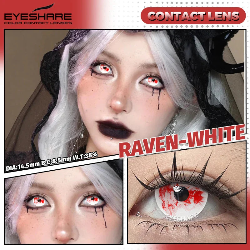 Halloween cosplay color contact lenses for eyes black/red/white Anime Accessories colorful fashion lenses