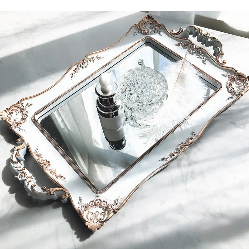 Plastics Storage Trays Retro Cosmetics Jewelry Shelves Household Mirror Surface Bathroom Supplies Plates