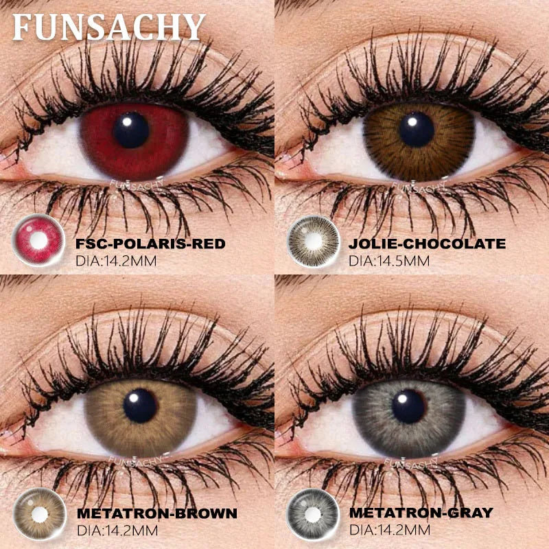 FUNSACHY 2PCS NEW Red Eyes Color Lens Colored Pupils for Eyes Natural Fashion Soft Lenses Korean Style Colorcon Eye Contacts