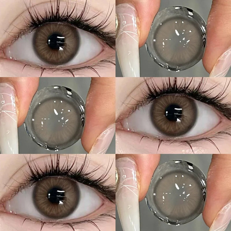 2PCS Myopia Eye Brown Lenses Contact Lenses for Eye Natural Brown Pupils Beauty Cosmetic Contacts Color Lenses Yearly