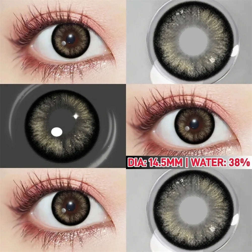 Eye Eyes Color Contacts Colored Contact Lenses Lens Small Pupil Cosmetics Cosplay Black 2Pcs 12 Months 1 Year Yearly Use