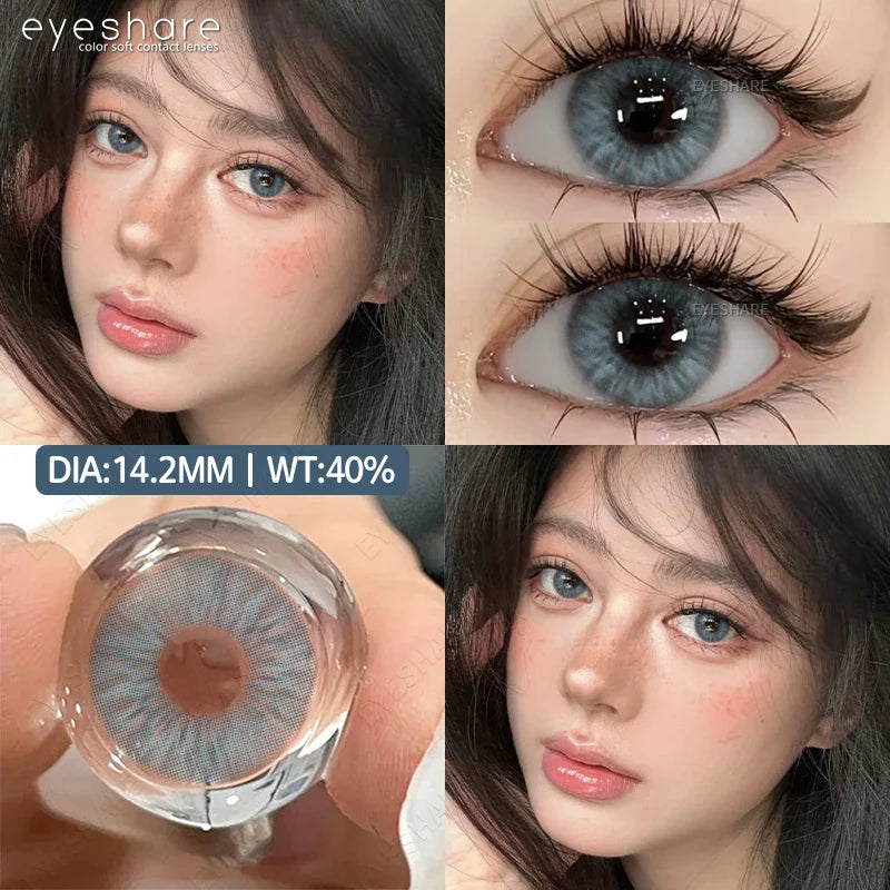 2pcs Blue Color Contact Lenses Natural Gray Eye Lens Beautiful Pupils Yearly Fashion Brown Softlens Cosmetics