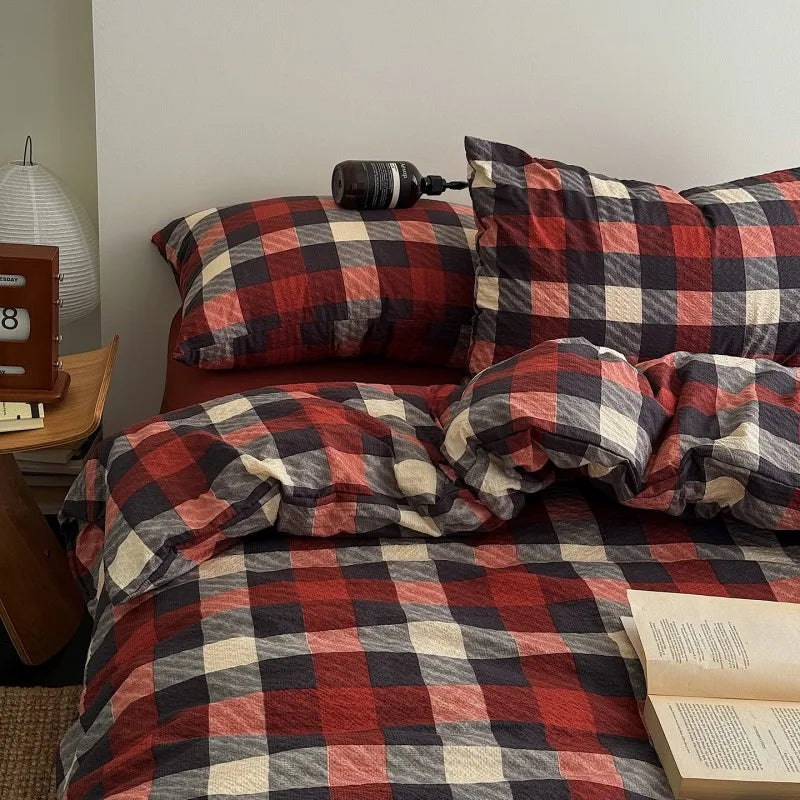 3/4Pcs Bedding Set Minimalist Color-Blocking Striped Bed Linen Double Bedroom Bedspread Sheets With Pillowcase Bedding Duvet Set