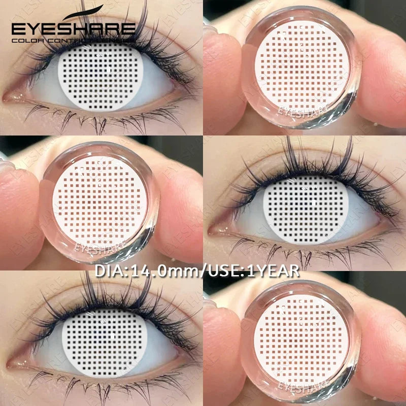 EYESHARE 1Pair Cosplay White Lenses Halloween Color Contact Lenses Red Eye Makeup Lenses Crazy Contact Lenses Black Eyes Lens