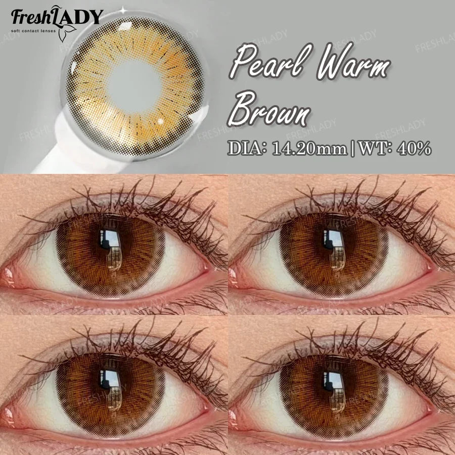 1 Pair Pearl Warm Series Colored Contact Lenses Natural Brown Pupils Eyes Contact lenses Blue Soft Contacts 14.20mm