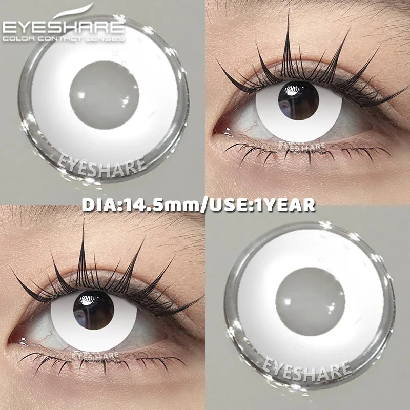 1 Pair red/white cosplay color contact lenses for eyes crazy Halloween Eye makeup Role playing Eye cosmetics color lens