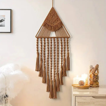 Minimalist Modern Style Hand Knitting Pendant Tassel Cotton Pendant Creativity Home Decoration Bedroom Door Decorative Brown