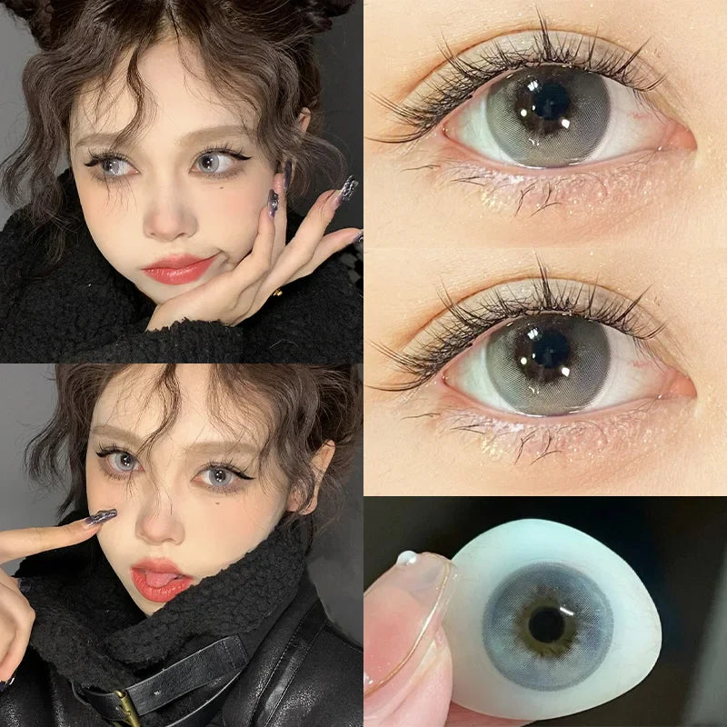 1Pair New Natural Eye Lenses Colored Contact Lenses for Eyes with Degree Myopia Lenses Fashionable Brown Beauty Pupil