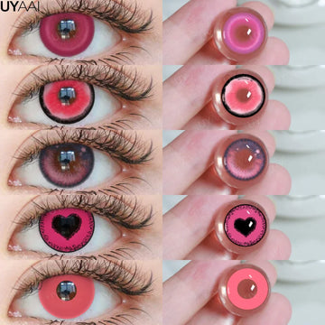1 Pair Cosplay Pink Lenses for Eyes Anime Lenses for Halloween Nezuko Colorcon y2k Eye Contacts Cosmetic Red Lens Cosplay